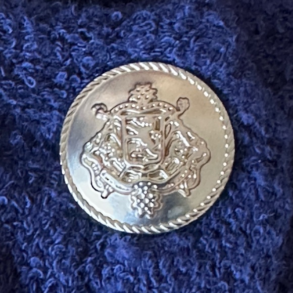 J. CREW Odette Cable-Knit Sweater Lady Jacket Cardigan Navy Blue Size Medium - Picture 6 of 7